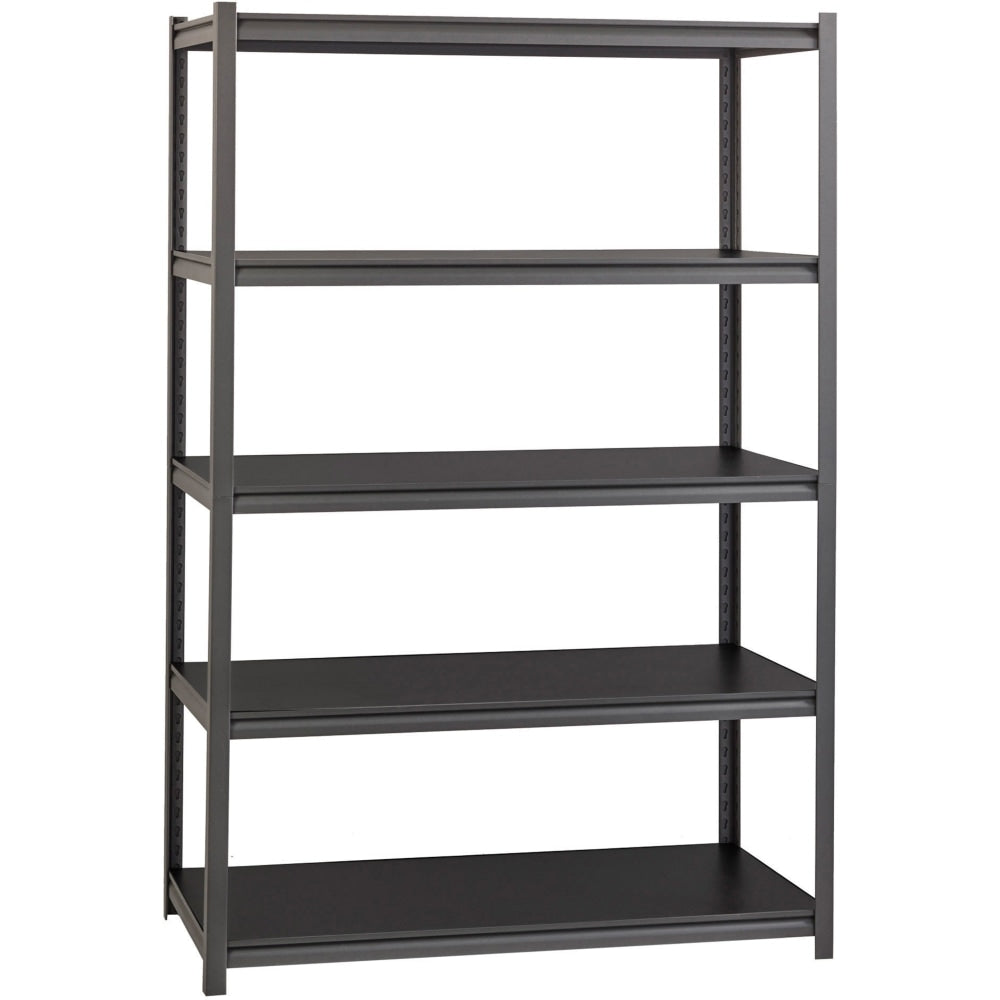 Lorell Riveted Storage Shelving, 5-Shelf, 72inH x 48inW x 18inD, Black