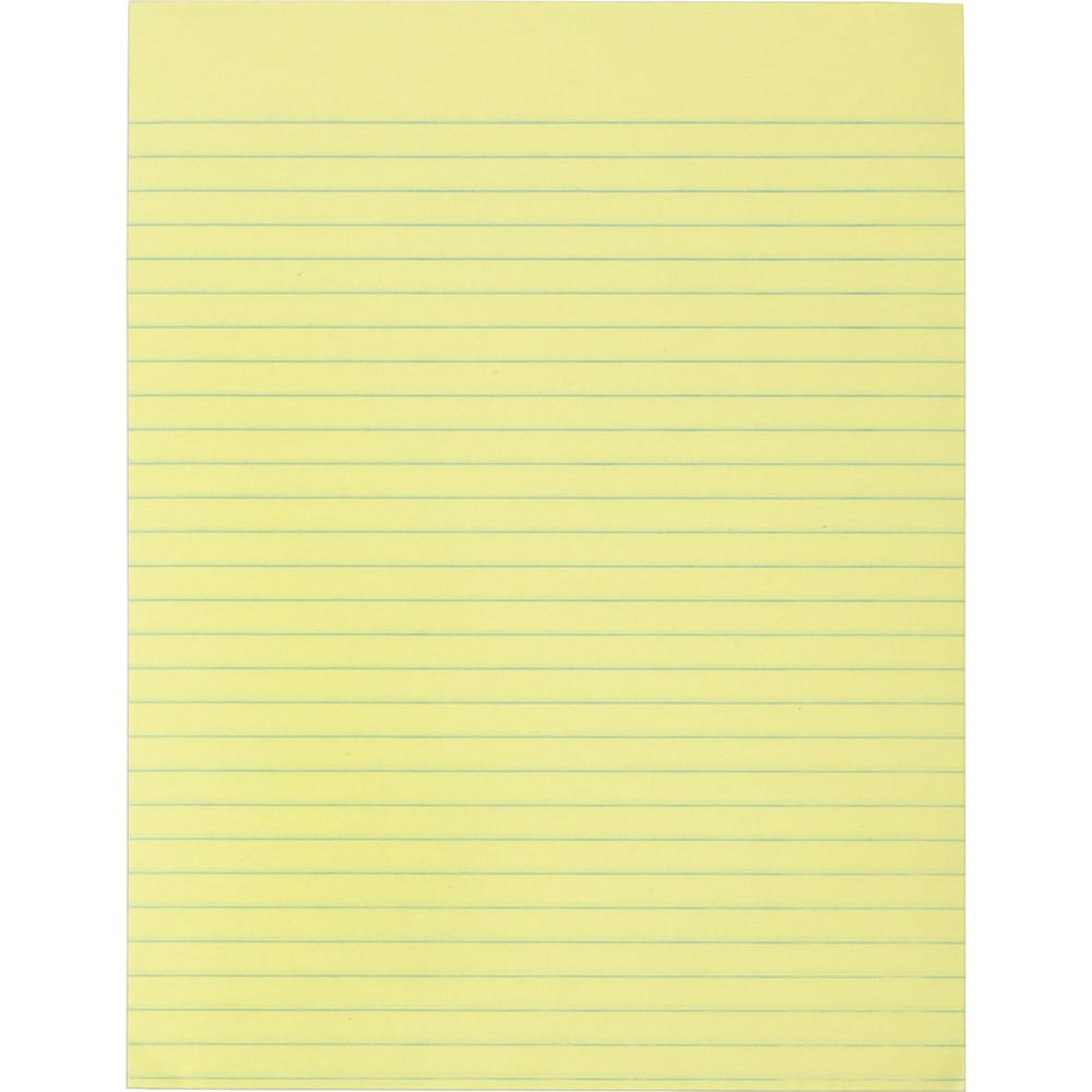 Business Source Glued Top Ruled Memo Pads - Letter - 50 Sheets - Glue - 16 lb Basis Weight - Letter - 8 1/2in x 11in - Canary Paper - 1 Dozen