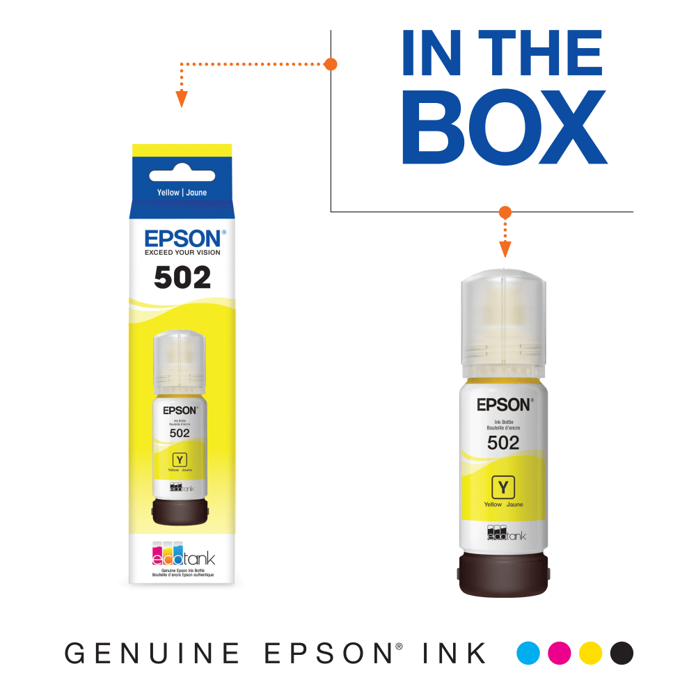 Epson 502 EcoTank Yellow High-Yield Ink Bottle, T502420-S