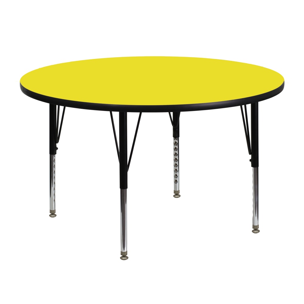 Flash Furniture 48in Round HP Laminate Activity Table With Short Height-Adjustable Legs, Yellow