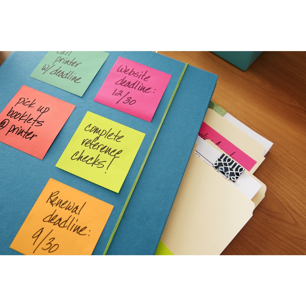 Post-it Notes, 3in x 3in, Assorted Colors, Pack Of 24 Pads