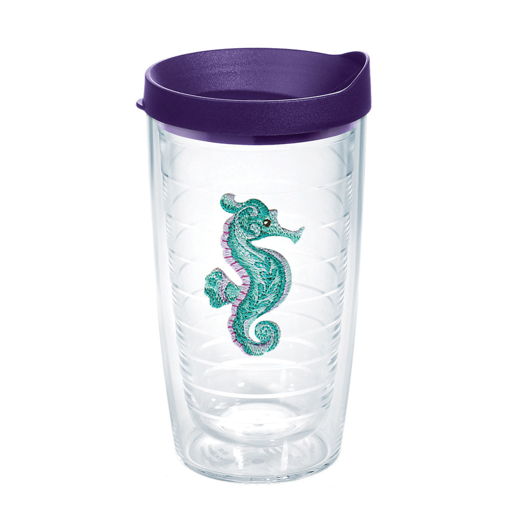 Tervis Seahorse Tumbler With Lid, 16 Oz, Purple/Teal