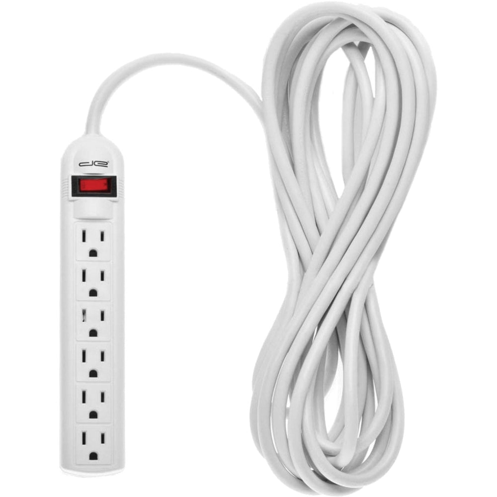 Digital Energy World 6-Outlet Surge Protector Power Strip (White, 15-Foot Cord) - 6 x AC Power - 1875 VA - 350 J - 120 V AC Input - 15 ft