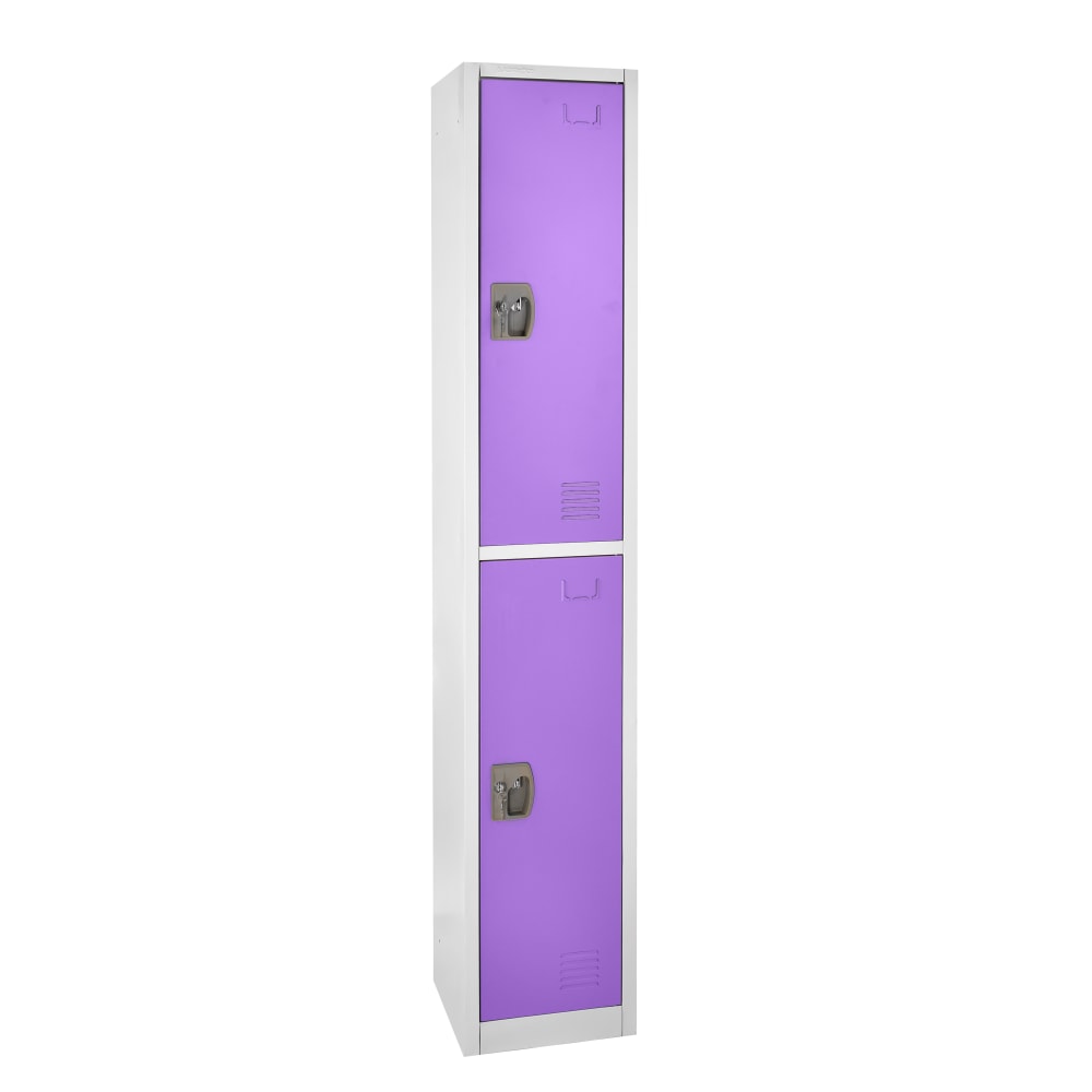 Alpine 2-Tier Steel Lockers, 72inH x 15inW x 15inD, Purple, Set Of 2 Lockers