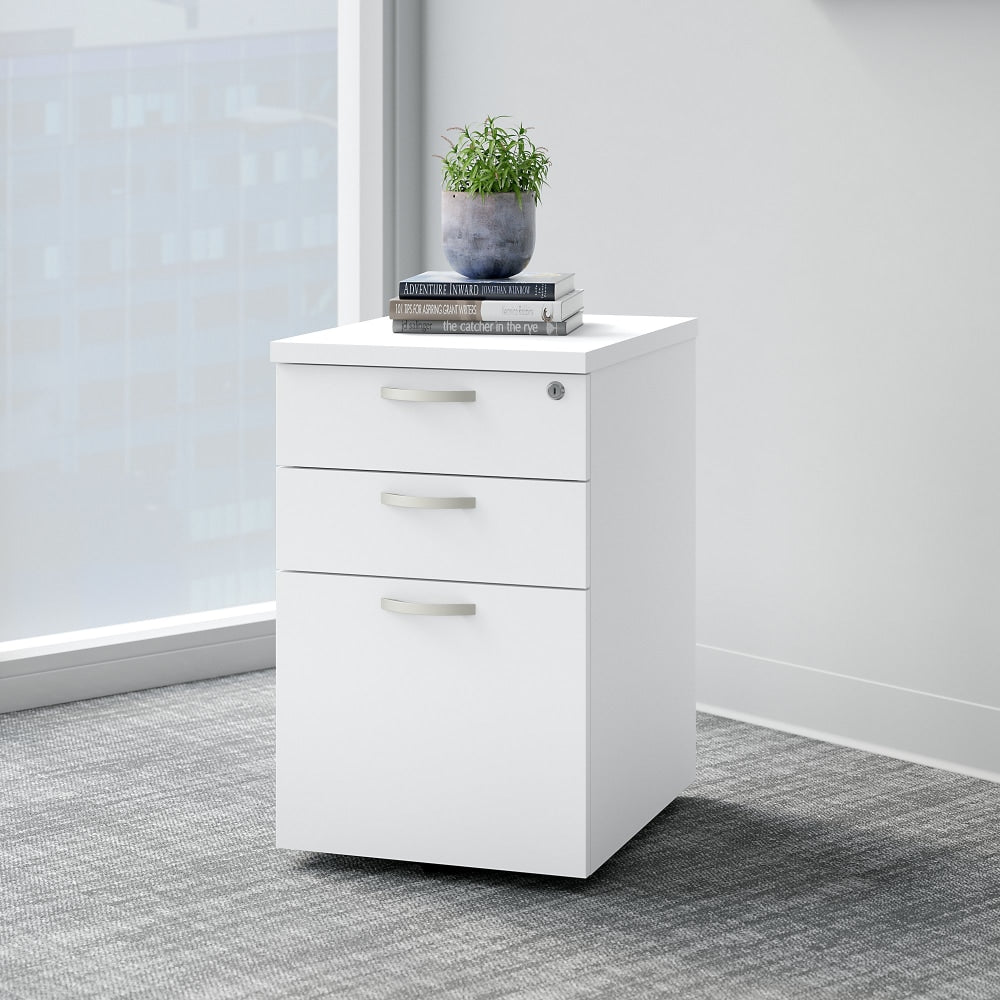 Bush Business Furniture Easy Office 20inD Vertical 3-Drawer Mobile File Cabinet, White, Delivery