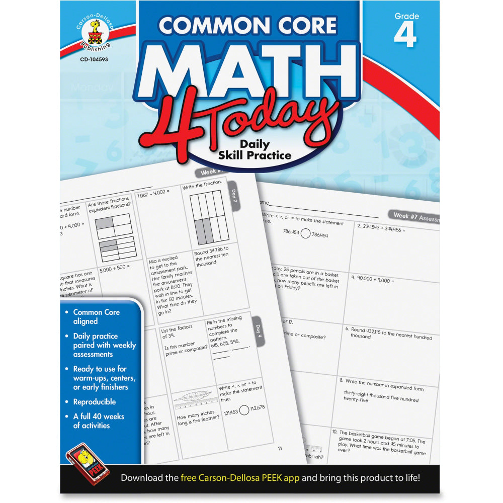 Carson-Dellosa Common Core Math 4 Today, Grade 4