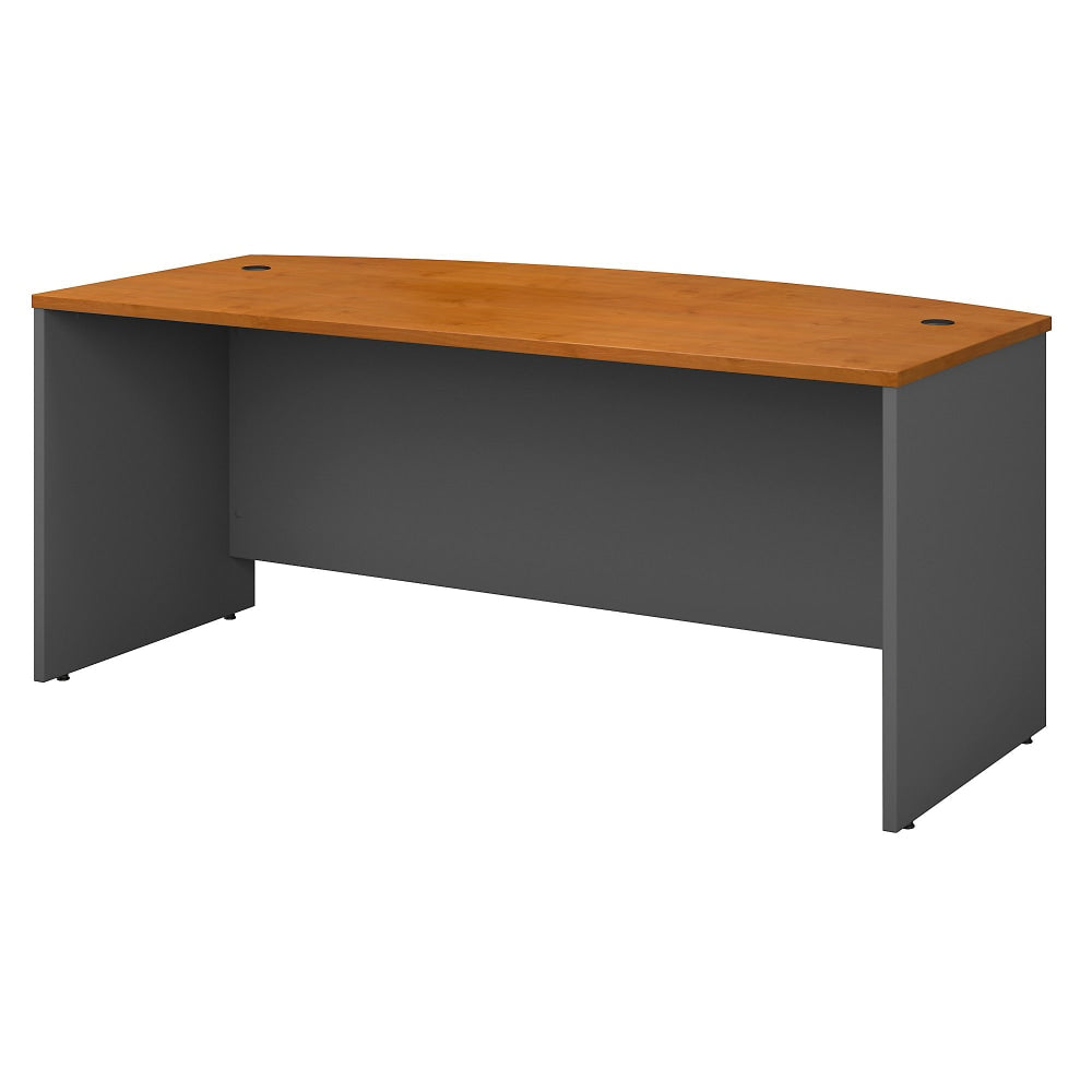 Bush Business Furniture Components 72inW Bow-Front Computer Desk, Natural Cherry/Graphite Gray, Standard Delivery