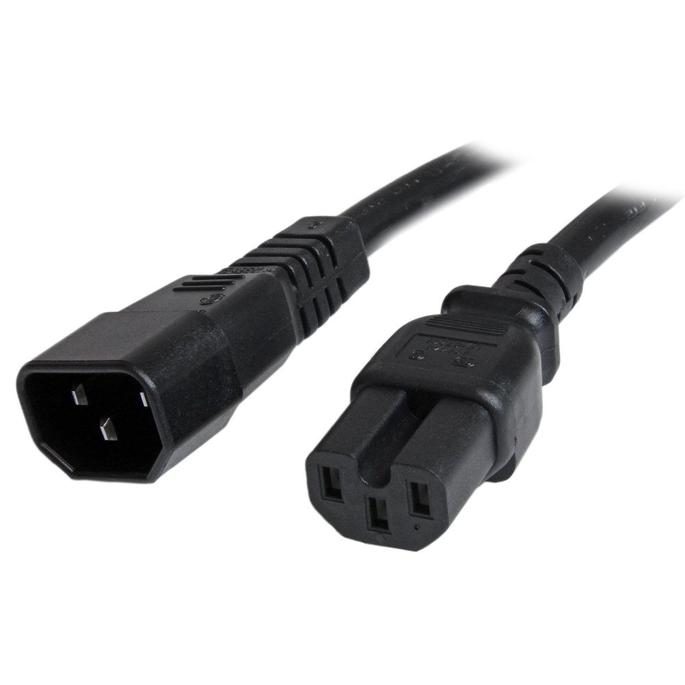 StarTech.com 6ft (1.8m) Heavy Duty Extension Cord, IEC C14 to IEC C15 Black Extension Cord, 15A 125V, 14AWG, Heavy Gauge Power Cable