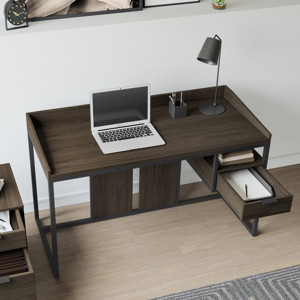 Elle Decor Lemont 52inW Executive Computer Desk, Natural Alder