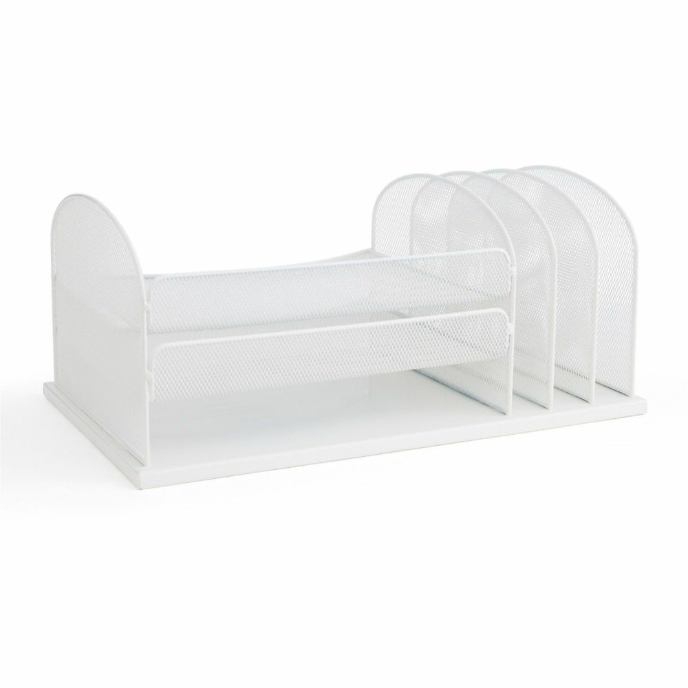 Safco Onyx 3 Tray/3 Upright Section Desk Organizer - 8.3in Height x 19.5in Width x 11.5in DepthDesktop - White - Steel - 1 Each