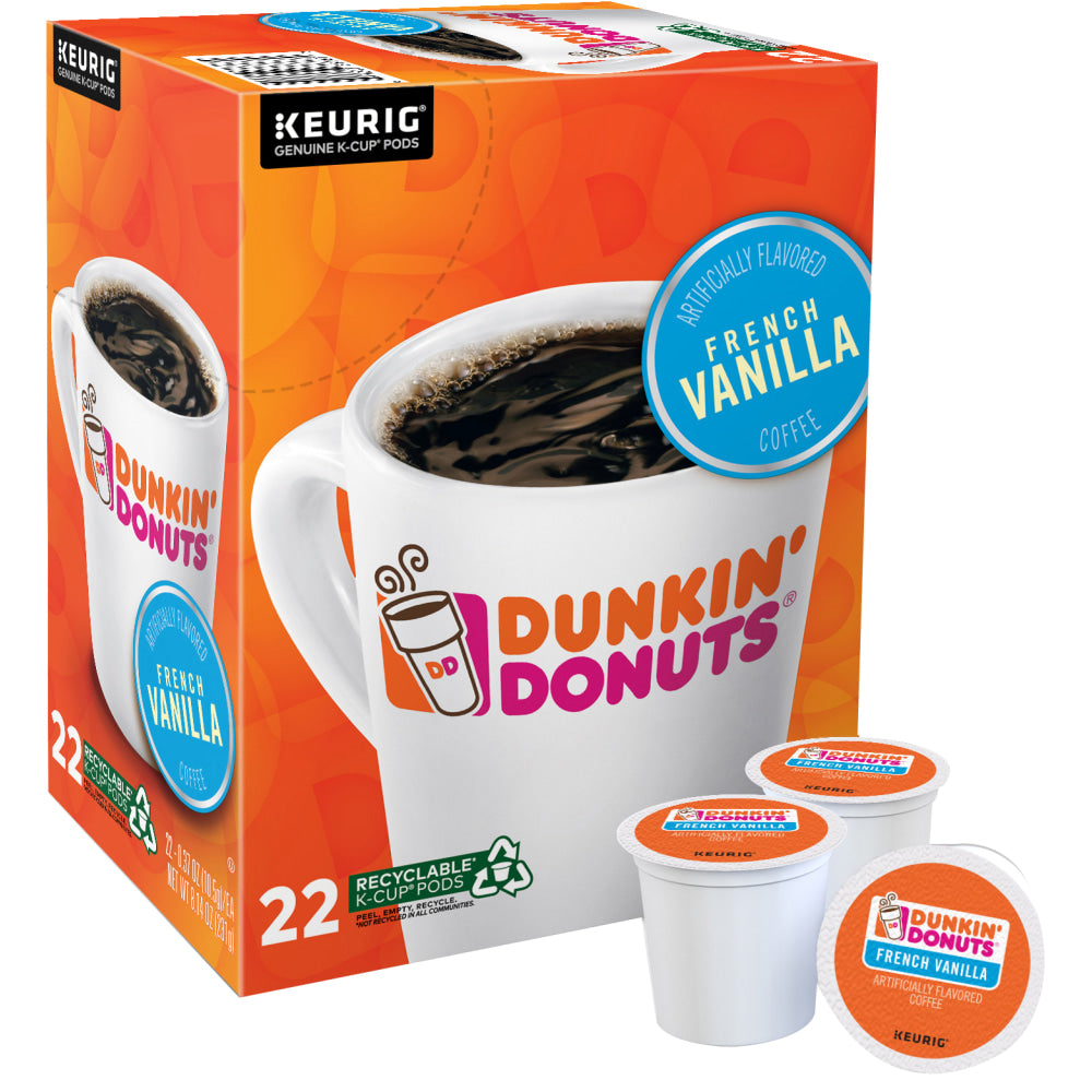 Dunkin Donuts Single-Serve Coffee K-Cup, French Vanilla, Carton Of 22