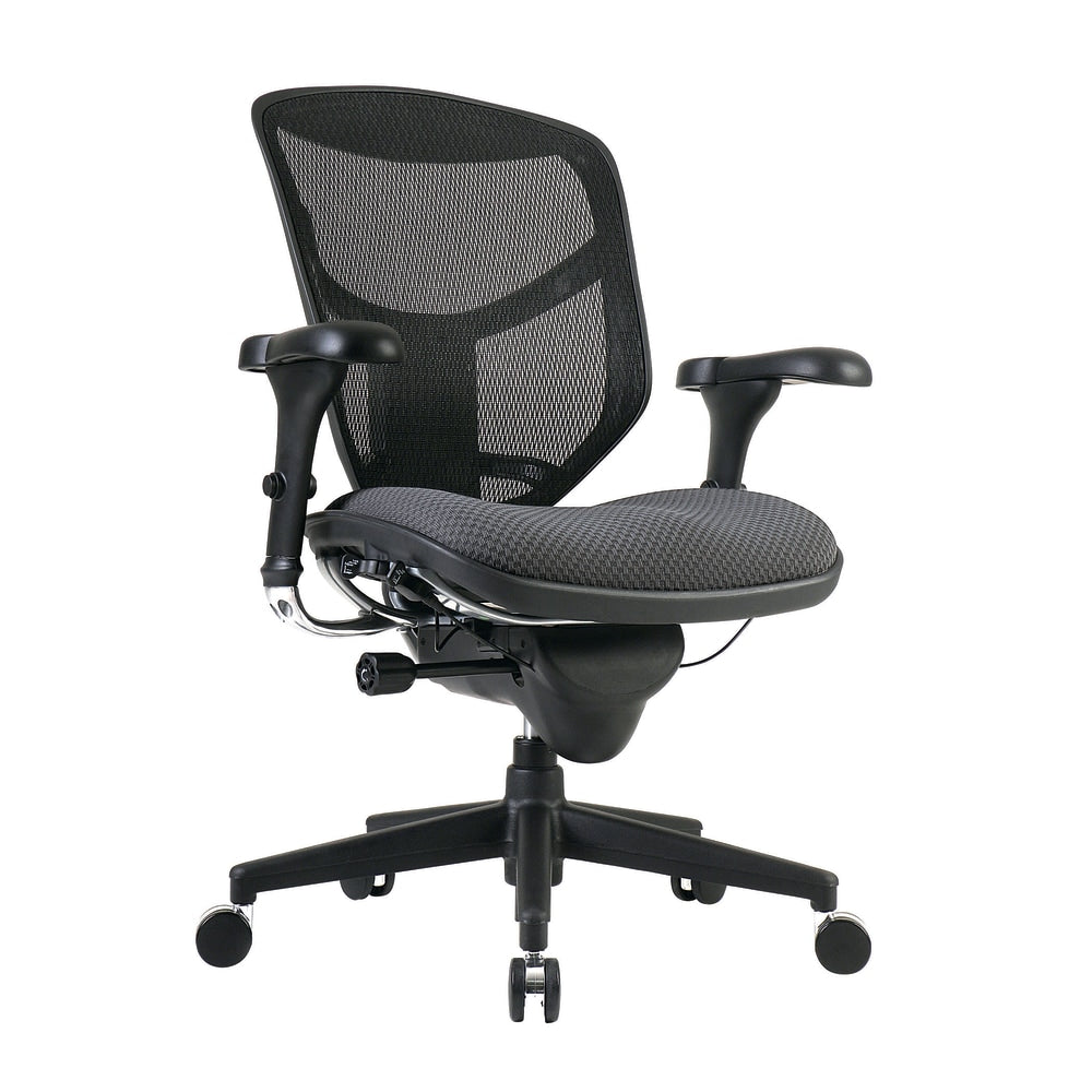 WorkPro Quantum 9000 Series Ergonomic Mesh/Premium Fabric Mid-Back Chair, Black/Gray, BIFMA Compliant