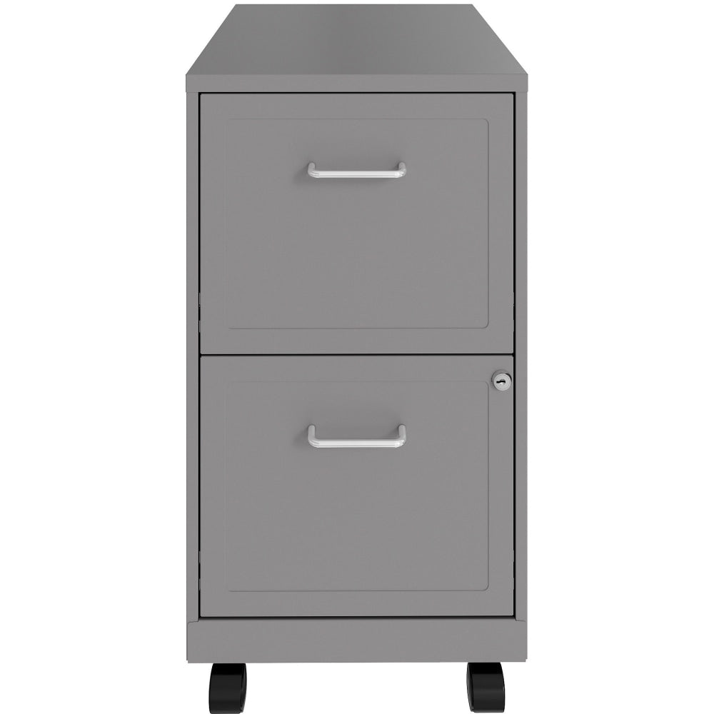 LYS Mobile File Cabinet - 14.3in x 18in x 26.5in - 2 x Drawer(s) for File, Document - Letter - Vertical - Glide Suspension, Locking Drawer, Mobility, Pull Handle - Silver - Baked Enamel - Steel - Recycled - Assembly Required