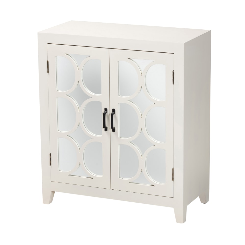 Baxton Studio Garcelle 30inW 2-Door Sideboard, White/Mirrored