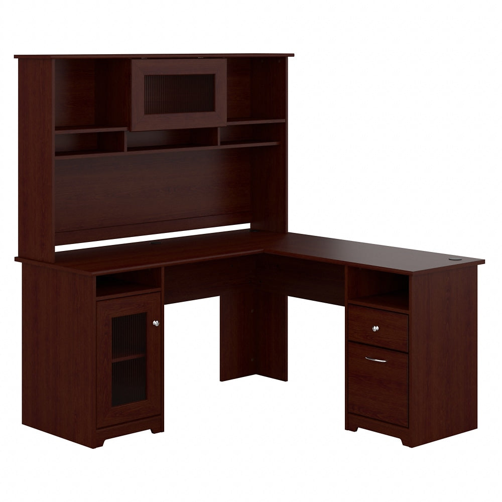 Bush Furniture Cabot L Shaped Desk With Hutch, Harvest Cherry, Standard Delivery