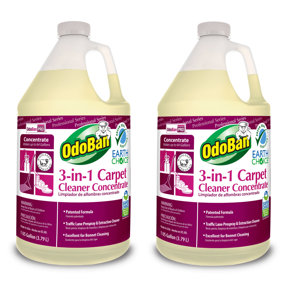 OdoBan Professional Series Cleaning 3-In-1 Carpet Cleaner Concentrate, 1 Gallon, Pack Of 2 Jugs