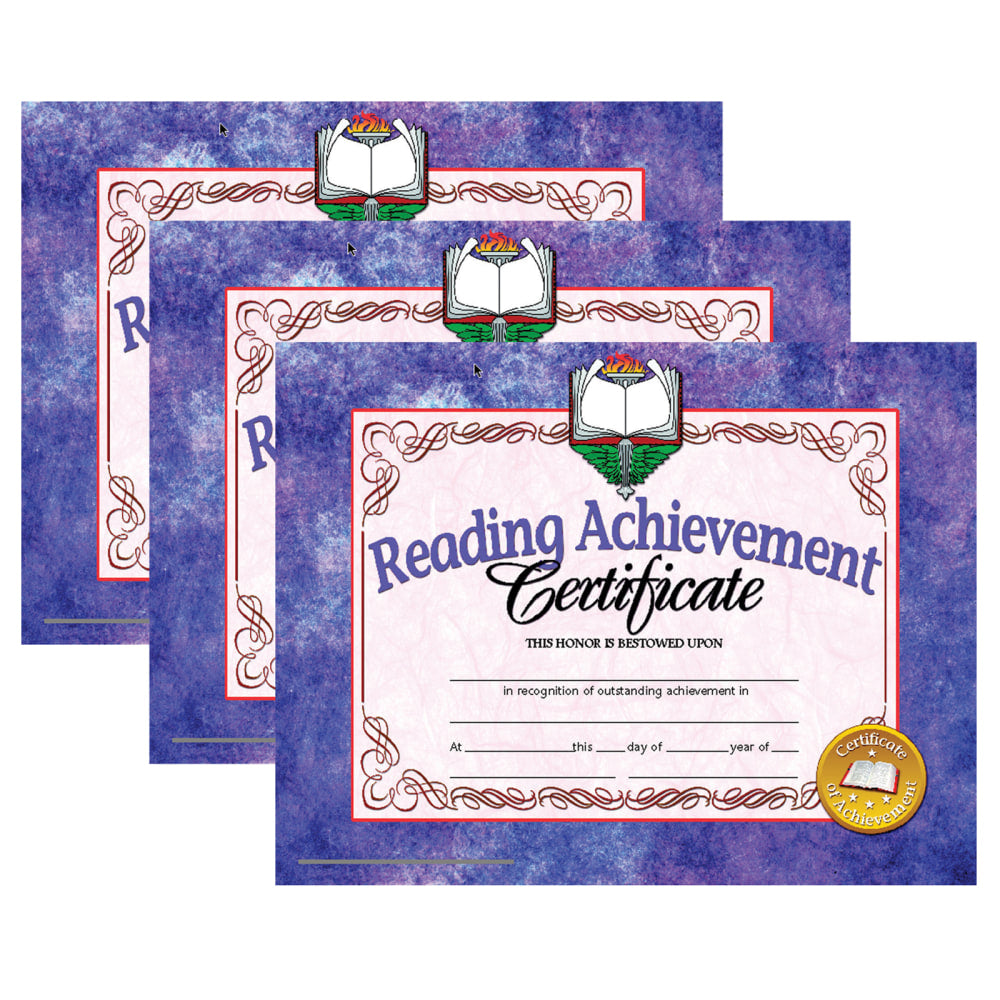 Hayes Certificates, 8-1/2in x 11in, Reading Achievement, 30 Certificates Per Pack, Set Of 3 Packs