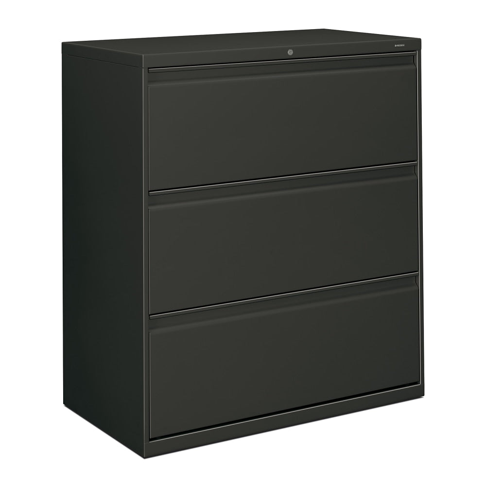 HON 800 36inW x 19-1/4inD Lateral 3-Drawer File Cabinet With Lock, Charcoal