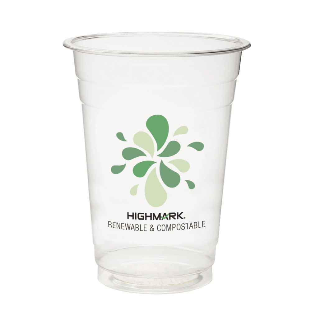 Highmark ECO Compostable Plastic Cups, 16 Oz, Clear, Pack Of 50