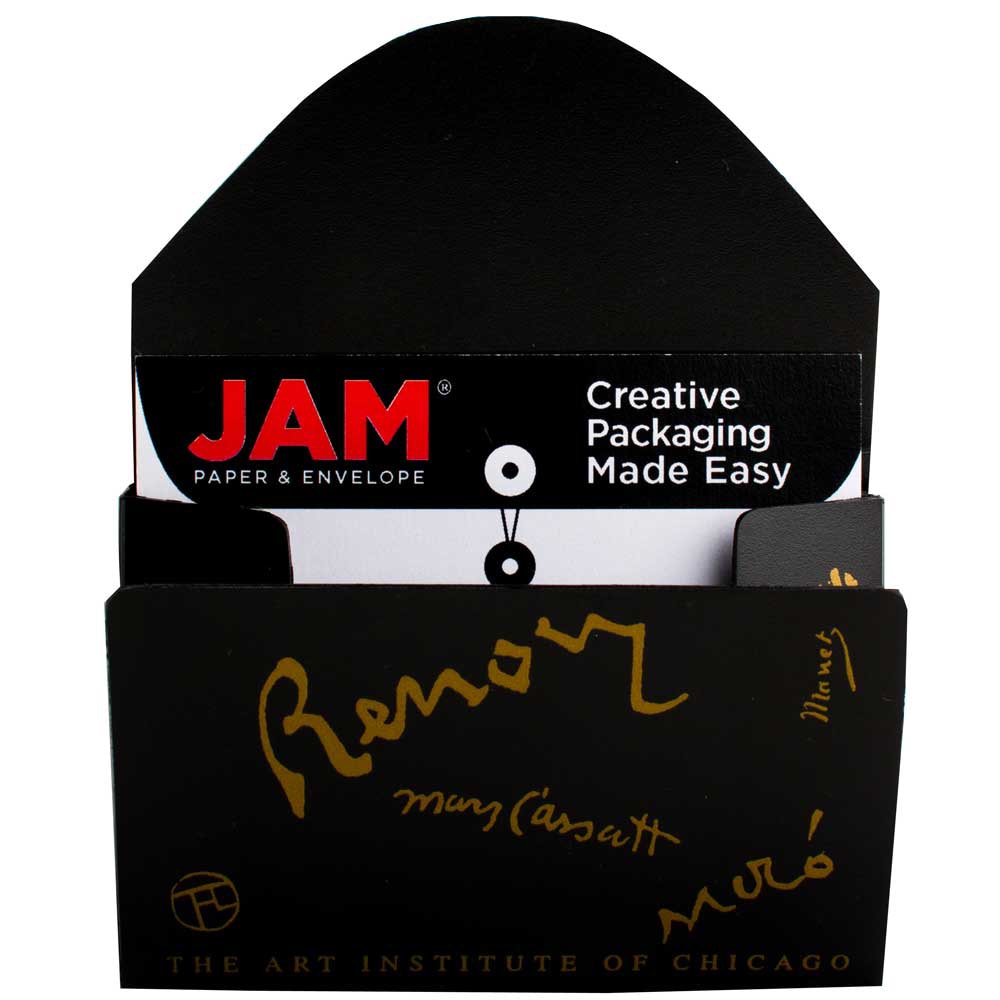 JAM Paper Plastic Business Card Case With Round Flap, 2-1/4in x 3-1/2in, Black/Gold