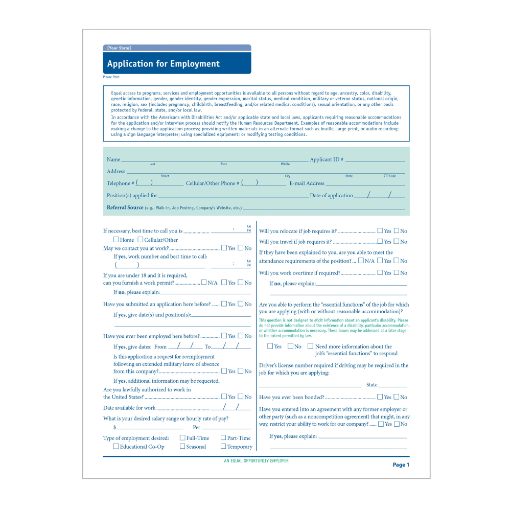 ComplyRight State-Compliant Job Applications, Hawaii, Pack Of 50