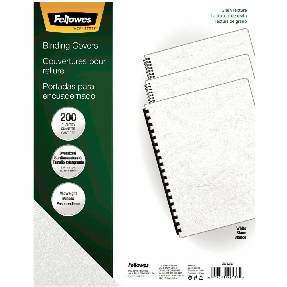 Fellowes Classic Presentation Covers, 8 3/4in x 11 1/4in, White, Pack Of 200