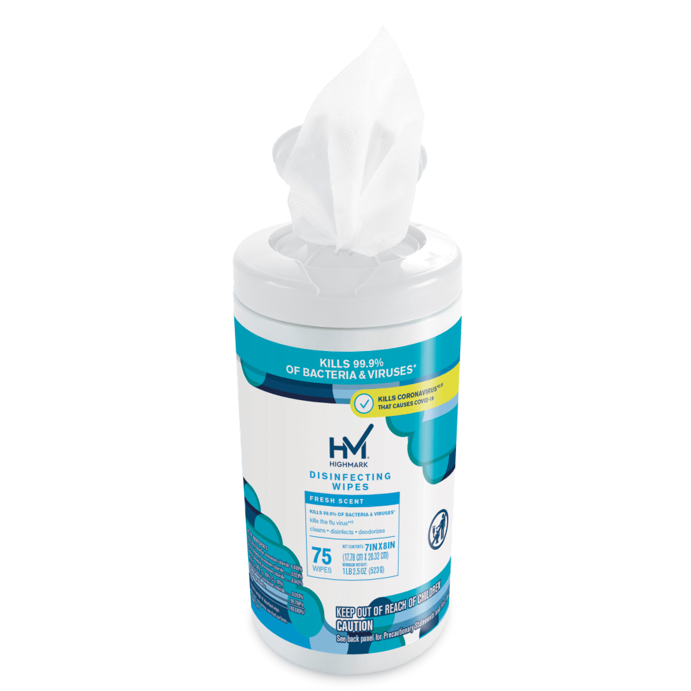 Highmark Disinfectant Wipes, White, Container Of 75