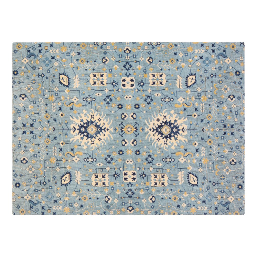 Anji Mountain Tabriz Rug'd Chair Mat, 1/2inH x 36inW x 48inD, Blue/Beige/Gold