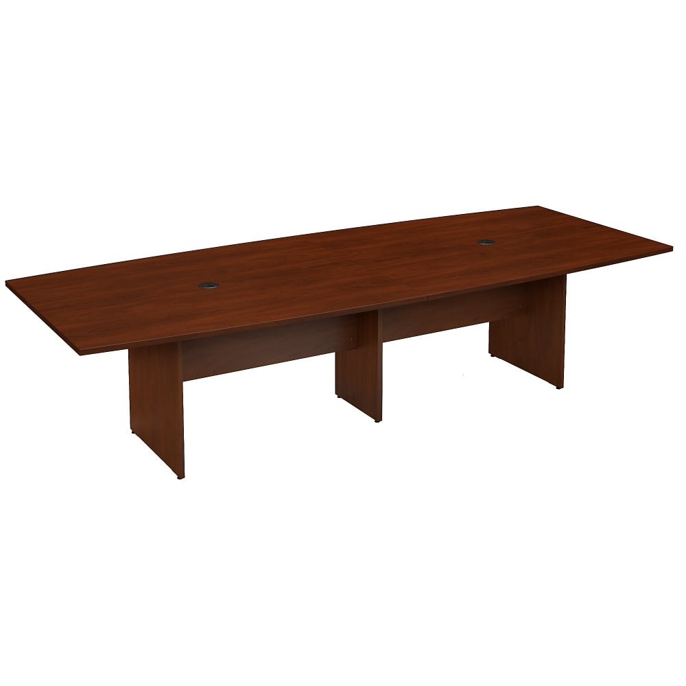 Bush Business Furniture 120inW x 48inD Boat Shaped Conference Table with Wood Base, Hansen Cherry, Standard Delivery