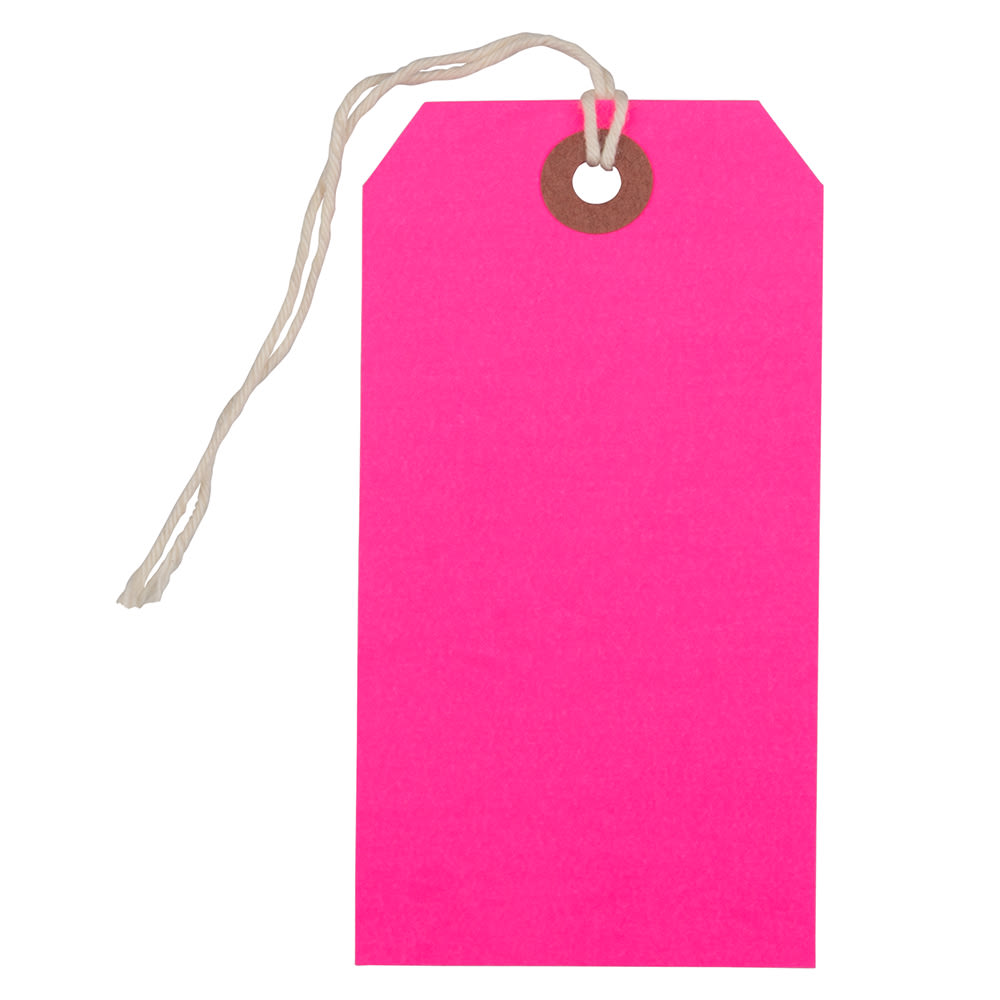 JAM Paper Medium Gift Tags, 4-3/4in x 2-3/8in, Neon Pink, Pack Of 10 Tags