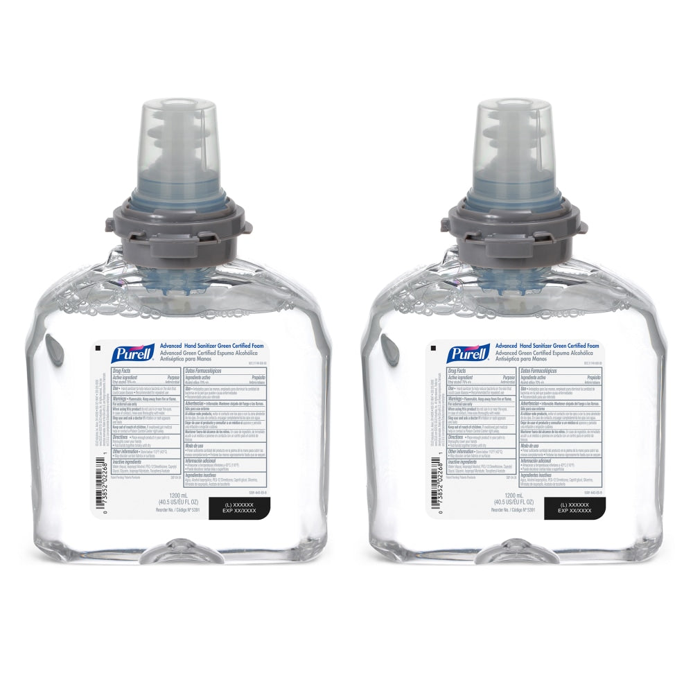 Purell TFX Instant Hand Sanitizer Foam Refills, 1200ml, Carton Of 2