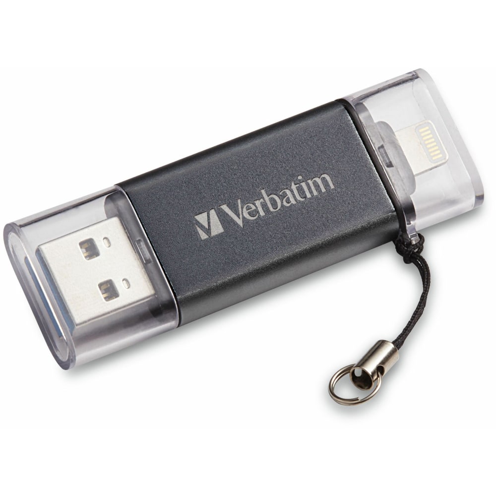 Verbatim 16GB Store "n Go Dual Flash Drive - 16 GB - USB 3.2 (Gen 1) Type A, Lightning - Graphite - Lifetime Warranty - 1 Each