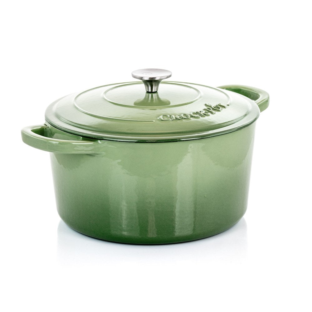 Crock-Pot Artisan 2-Piece Enameled Cast Iron Dutch Oven, 7 Quarts, Pistachio Green