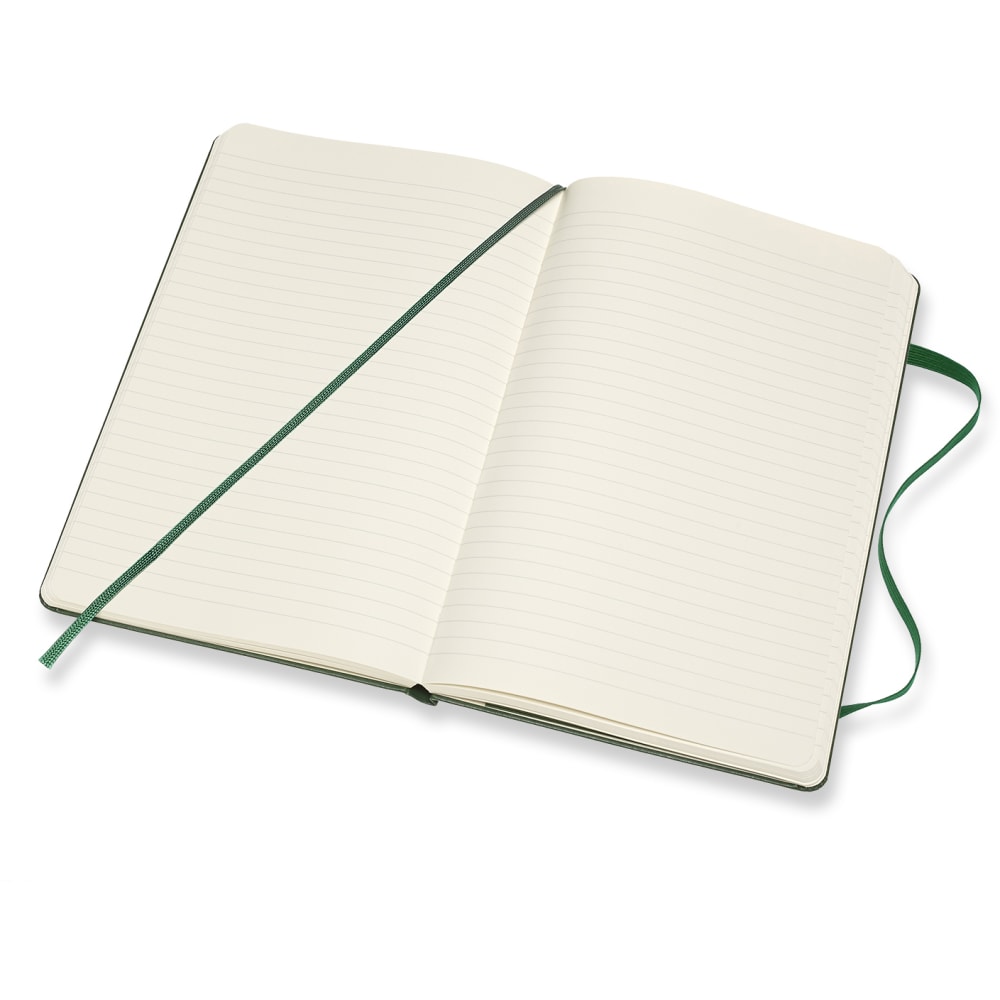 Moleskine Classic Hard Cover Notebook, Large, 5in x 8.25in, Ruled, 240 Pages, Myrtle Green