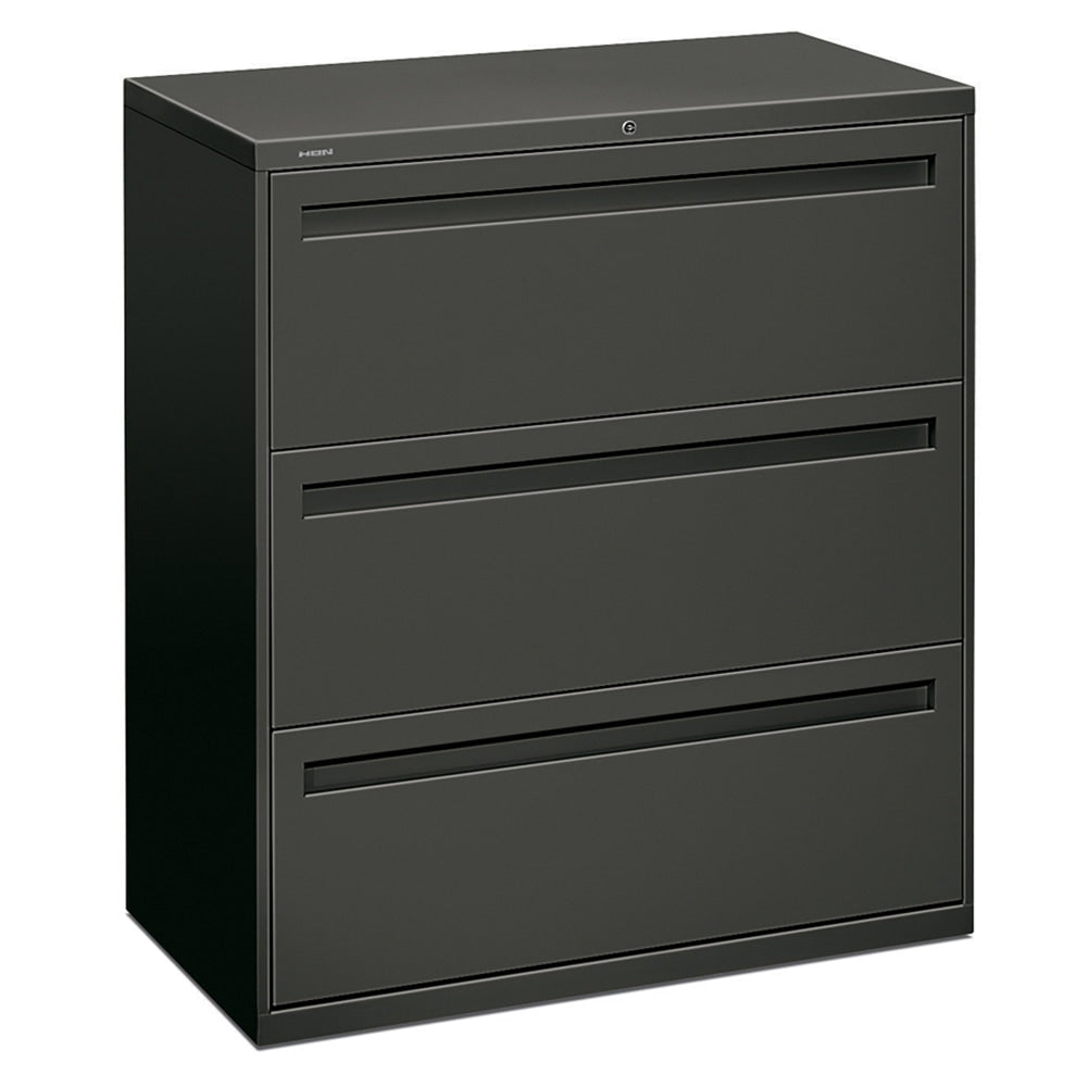 HON Brigade 700 36inW x 18inD Lateral 3-Drawer File Cabinet, Charcoal