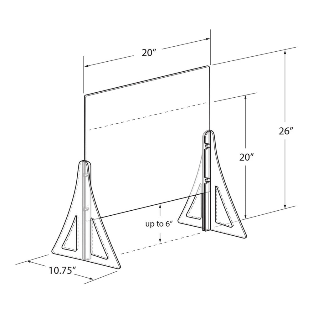 Azar Displays Cashier Shields With Double Legs, 20in x 20in, Clear, Set Of 2 Shields