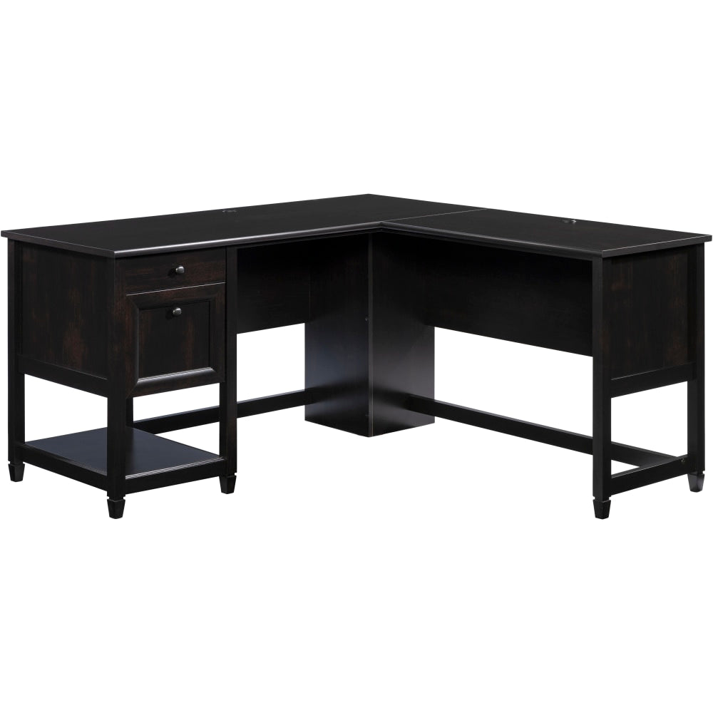 Sauder Edge Water 59inW L-Computer Desk With Drawers, Estate Black