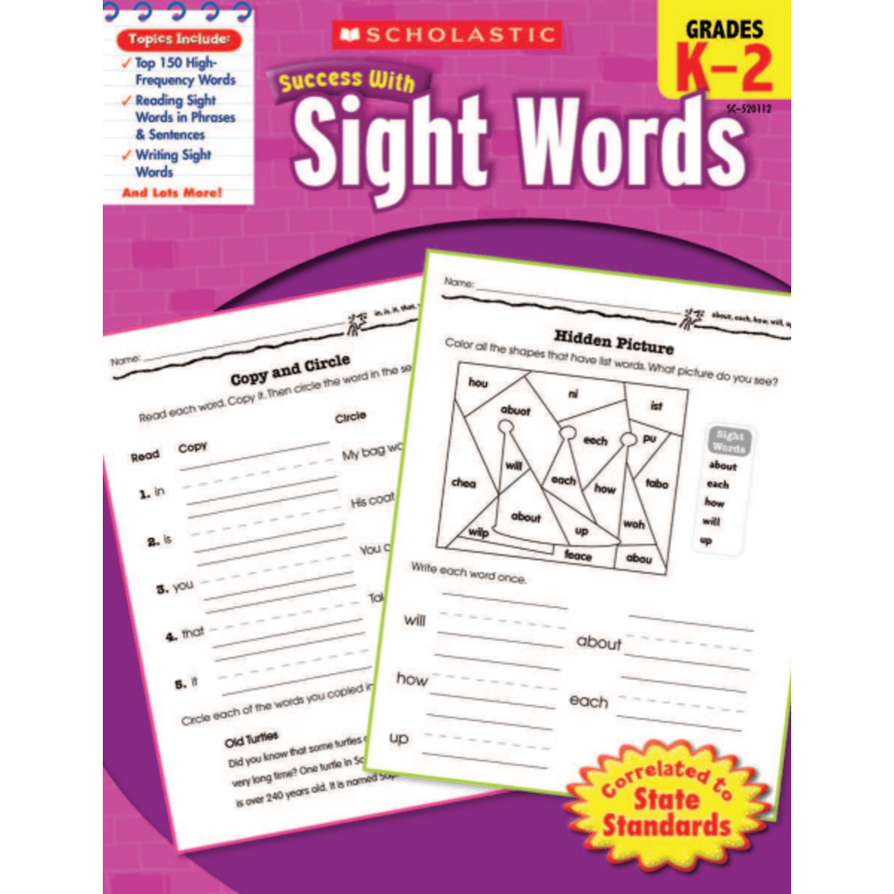 Scholastic Success With: Sight Words Workbook