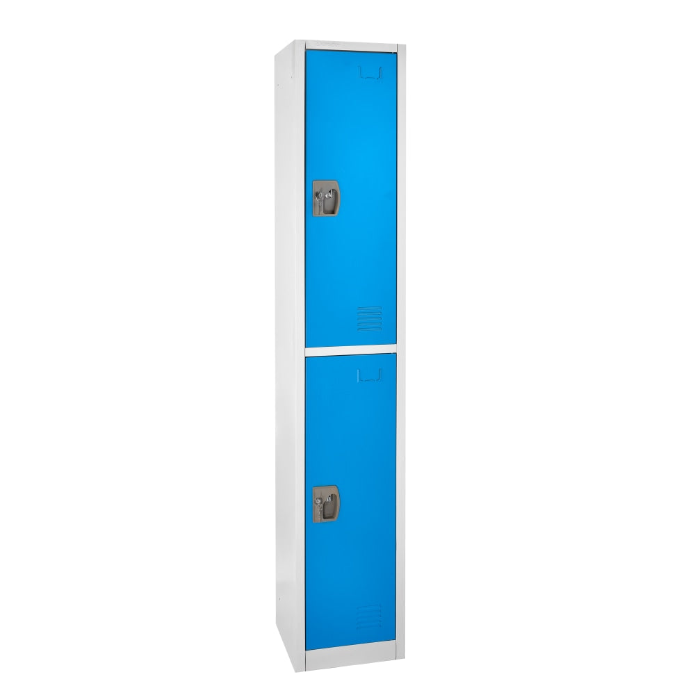 Alpine 2-Tier Steel Lockers, 72inH x 15inW x 15inD, Blue, Set Of 2 Lockers