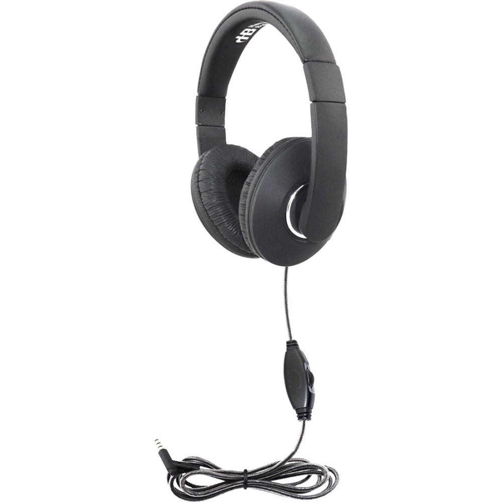 Hamilton Buhl Smart-Trek Mini Headphone With In-Line Volume Control And 3.5mm TRS Plug - Stereo - Black, Silver - Mini-phone (3.5mm) - Wired - 32 Ohm - 50 Hz 20 kHz - Over-the-head - Binaural - Ear-cup - 5 ft Cable