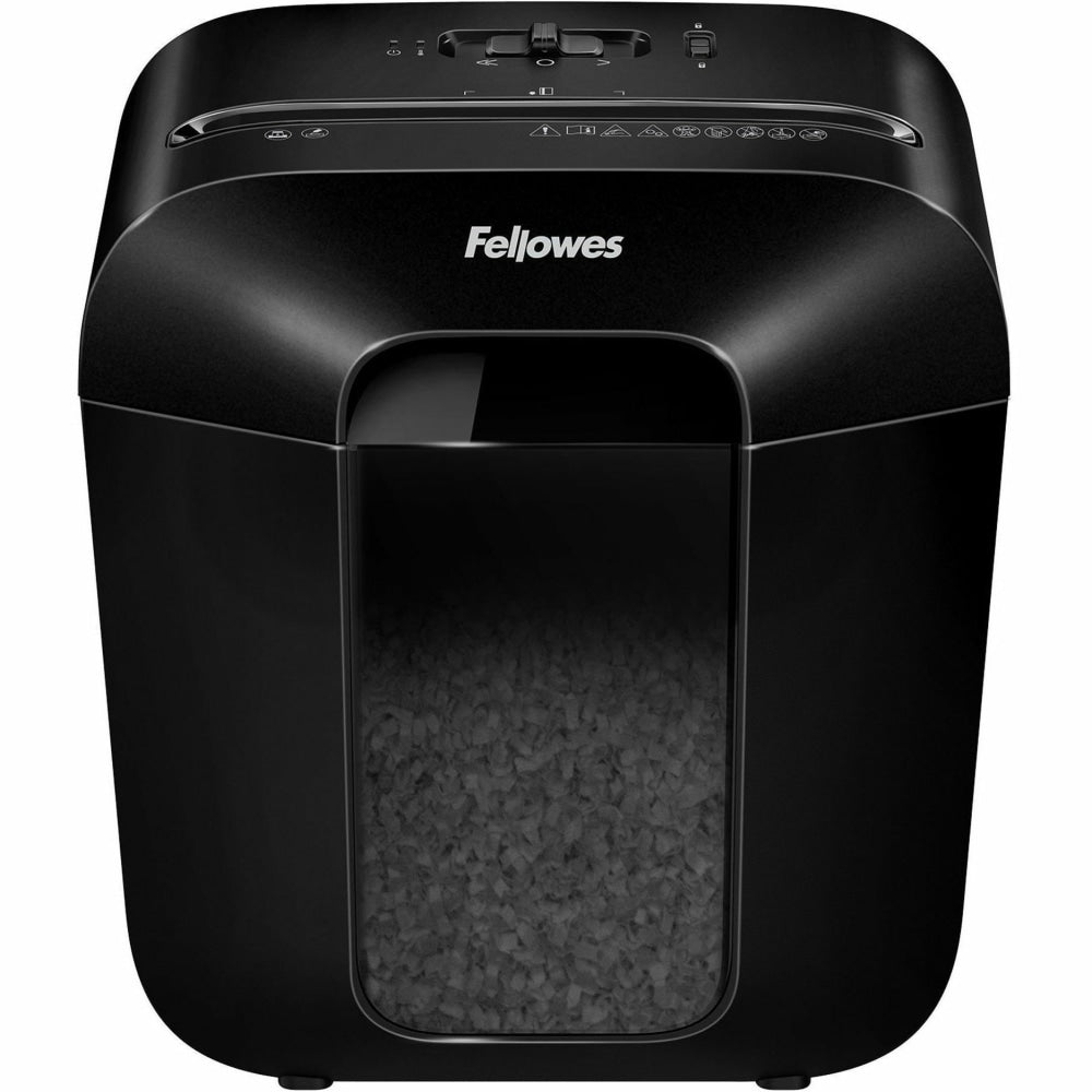 Fellowes LX25M Paper Shredder - Micro Cut - 6 Per Pass - for shredding Paper, Paper Clip, Staples, Credit Card - 0.156in x 0.500in Shred Size - P-4 - 10 ft/min - 9in Throat - 5 Minute Run Time - 30 Minute Cool Down Time - 3 gal Wastebin Capacity