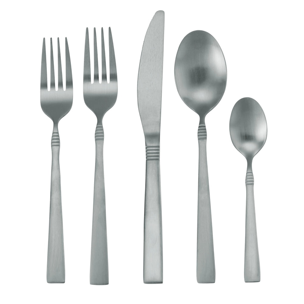 MegaChef Cravat 20-Piece Stainless-Steel Flatware Set, Matte Silver