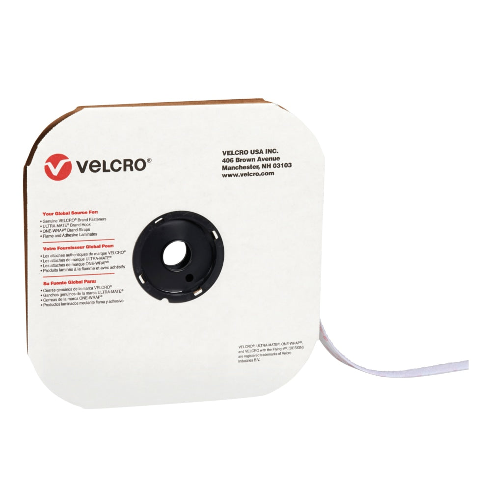 VELCRO Brand Tape Roll, Hook, 5/8in x 75ft, White