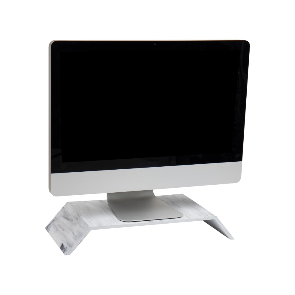 Mind Reader Marbella Collection Monitor Stand, Resin, 3inH x 18-1/4inW x 9inD, White