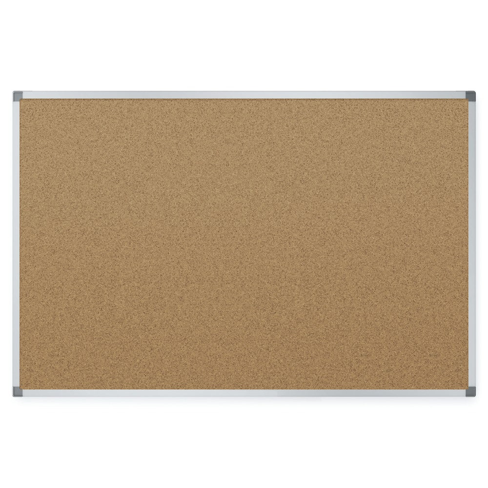 Quartet Basic Cork Bulletin Board, 48in x 36in, Aluminum Frame With Silver Finish