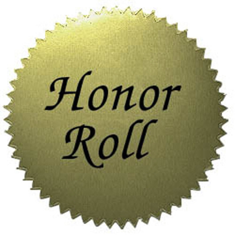 Hayes Publishing Gold Certificate Seals, 2in, Honor Roll, 50 Seals Per Pack, Set Of 6 Packs