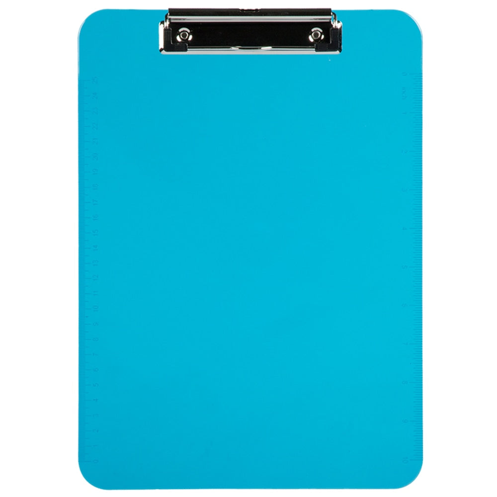 JAM Paper Plastic Clipboards with Metal Clip, 9in x 13in, Blue, Pack Of 12