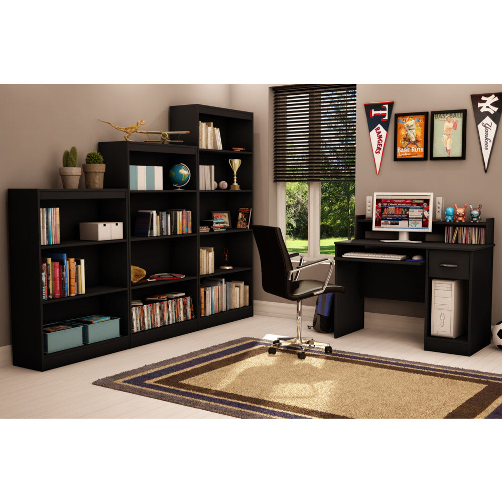 South Shore Axess 56inH 4-Shelf Contemporary Bookcase, Black/Dark Finish, Standard Delivery