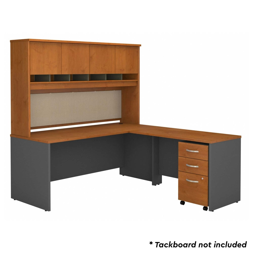 Bush Business Furniture Components 72inW L Shaped Desk with Hutch and 3 Drawer Mobile File Cabinet, Natural Cherry, Standard Delivery