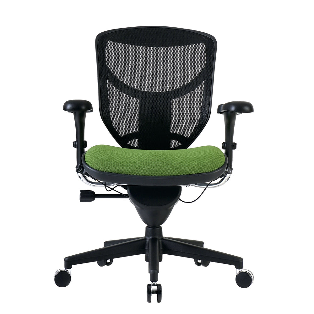 WorkPro Quantum 9000 Series Ergonomic Mesh/Premium Fabric Mid-Back Chair, Black/Lime, BIFMA Compliant